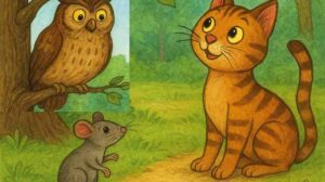 उल्लू-और-चतुर-बिलौटा---Owl-and-the-Clever-Kitten