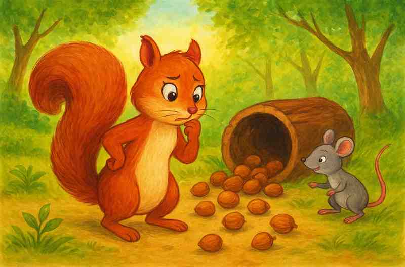 गिलहरी-और-खोया-हुआ-अखरोट-का-खज़ाना---The-Squirrel-and-the-Lost-Nut-Treasure
