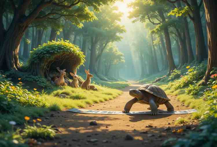 धीमी-कछुआ-और-घमंडी-खरगोश---The-Slow-Turtle-and-the-Proud-Hare