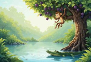 बंदर-और-मगरमच्छ-की-चालाकी-–-The-Monkey-and-the-Crocodile