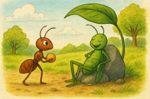 मेहनती-चींटी-और-आलसी-टिड्डा---The-Hardworking-Ant-and-the-Lazy-Grasshopper