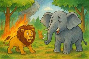 शेर-और-छींकता-हुआ-हाथी---Lion-and-The-Sneezing-Elephant