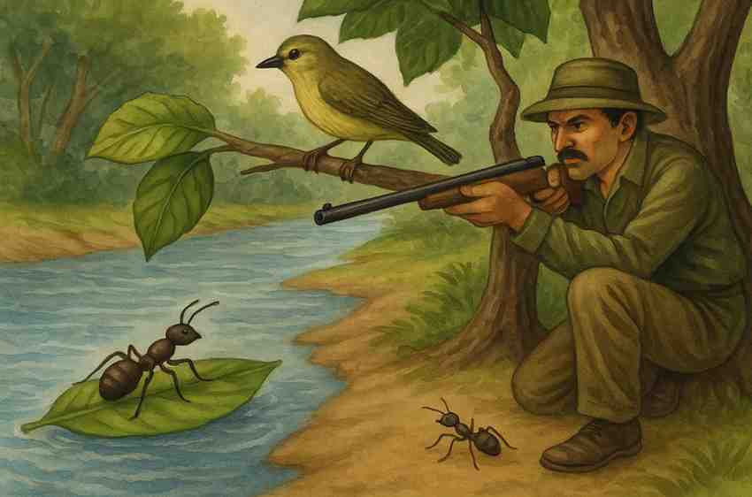 The-Ant,-Bird-&-Hunter---चींटी,-पक्षी-और-शिकारी-की-कथा