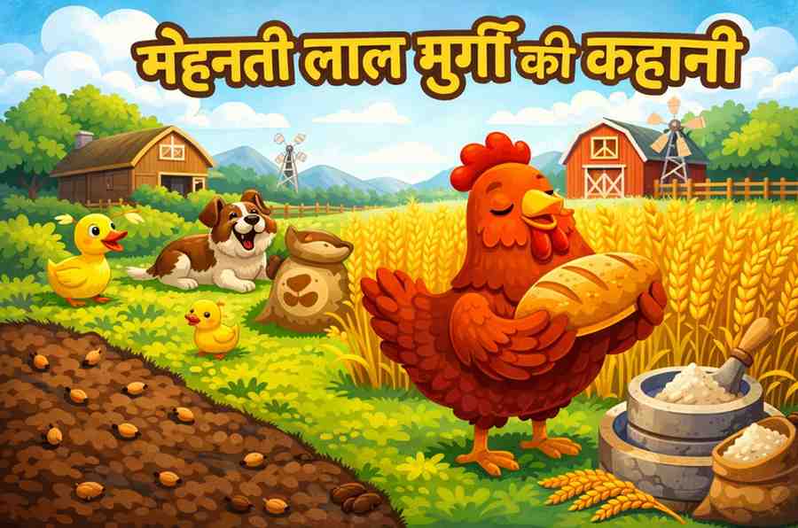 मेहनती-लाल-मुर्गी-की-कहानी